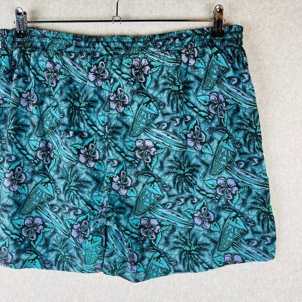 Croft & Barrow Mens Sz Medium Vintage Swim Trunks Lined Pockets Green Floral - Picture 7 of 8